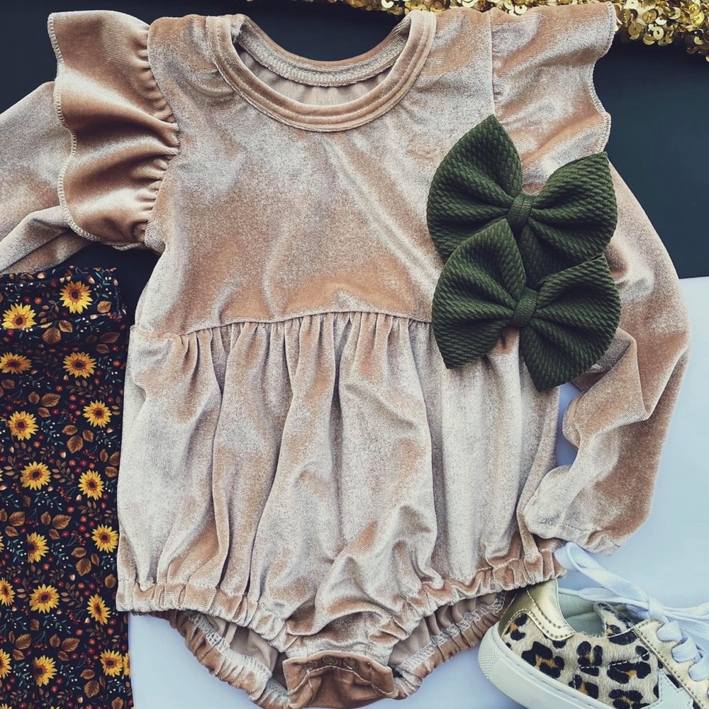 Peach velvet romper